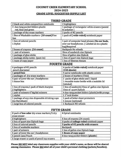 Supply List